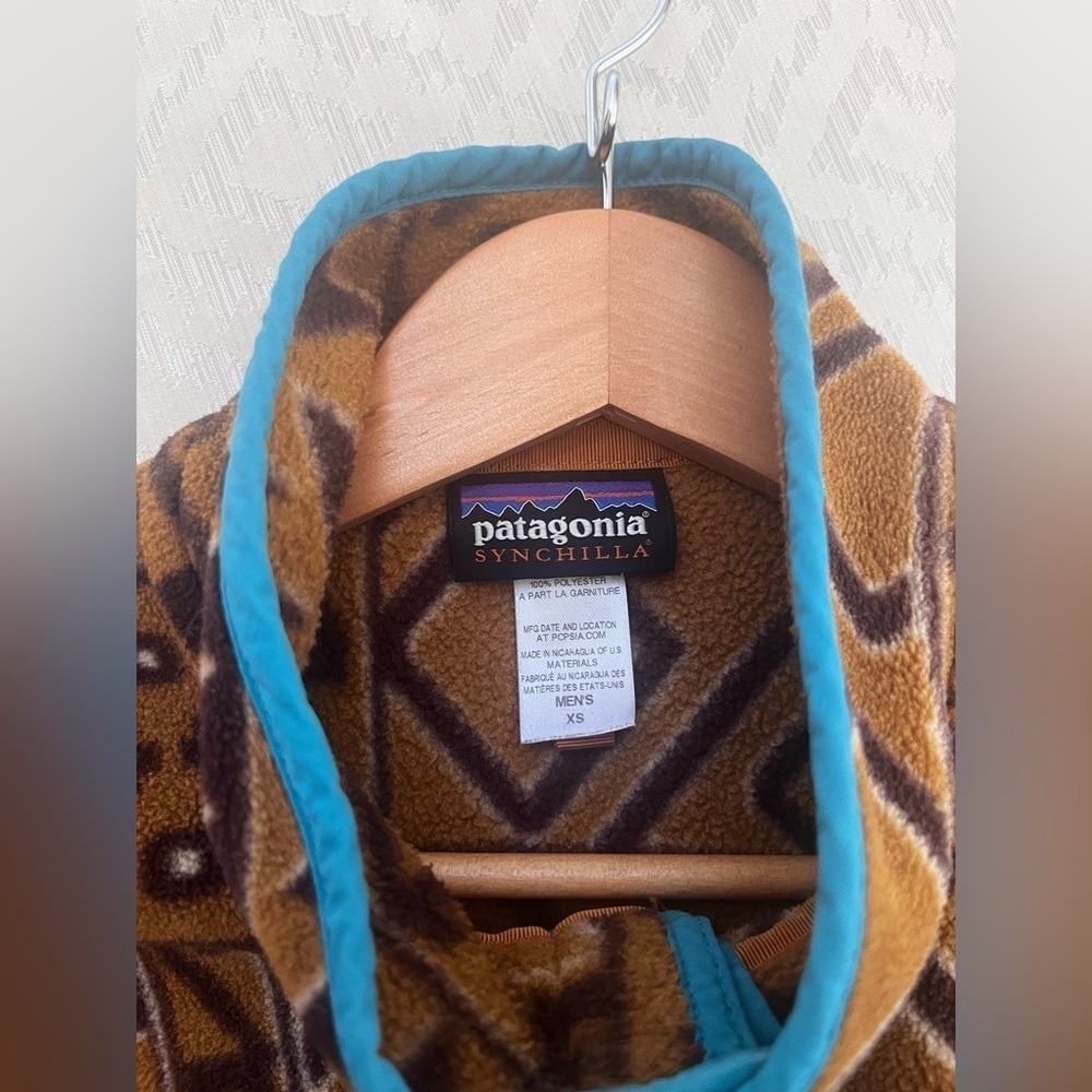 Patagonia Synchilla Snap T Mens Size XS Brown Aztec Montana Siete Fleece Outdoor - Picture 3 of 6
